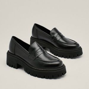 Leather Chunky Penny Loafers